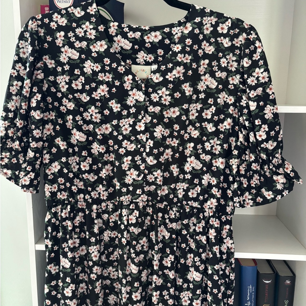 Floral Black and White Dress